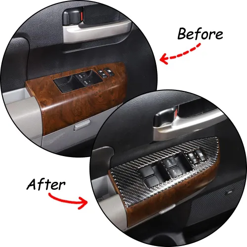 Vista 3 de 4 piezas de marco de interruptor de elevación de ventana de puerta de automóvil para Toyota Tundra 2007-2013 accesorios, cubierta de panel de botón