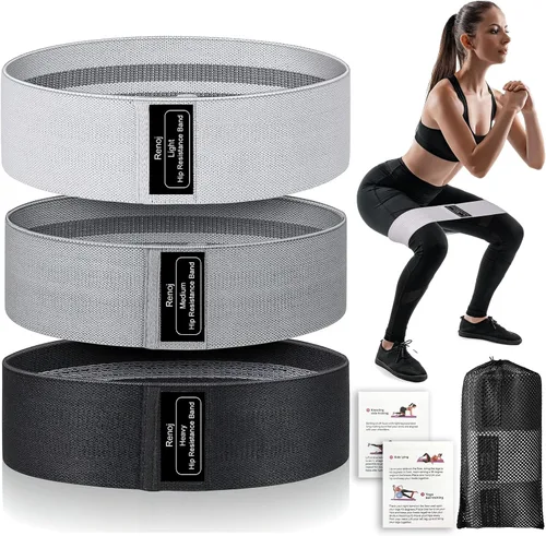 Renoj Resistance Bands for Working Out: 3-Set Professional Exercise Bands for Pilates, Yoga, Home Gym, Booty, Leg Training Heavy/Medium/Light