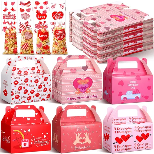 Vista 10 de ReliThick Paquete de 80 cajas de golosinas de Halloween con bolsas de celofán, cajas de dulces de galletas para golosinas de fantasma, bolsa