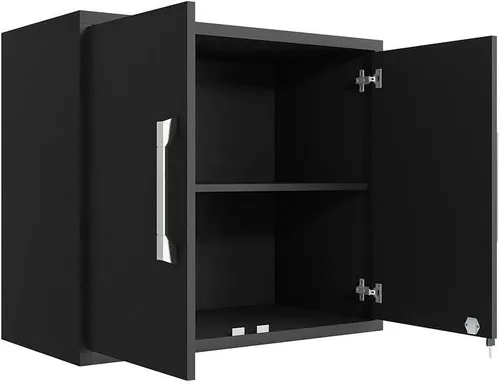 Vista 226 de Manhattan Comfort Eiffel - Armario de garaje con ruedas de 28.35 pulgadas con 1 cajón, puertas de cierre suave y 2 espacios para estanterías