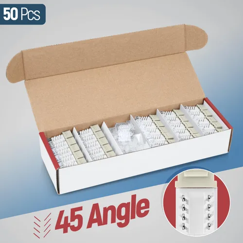 Vista 200 de Everest - Paquete de 50 conectores Keystone RJ45 Cat6 en ángulo de 45°, color blanco, conectores RJ45 hembra de perfil delgado, conector Keystone