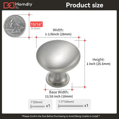 Vista 2 de Homdiy - Perillas redondas para puertas de gabinetes y cajones, perillas para alacenas y armarios