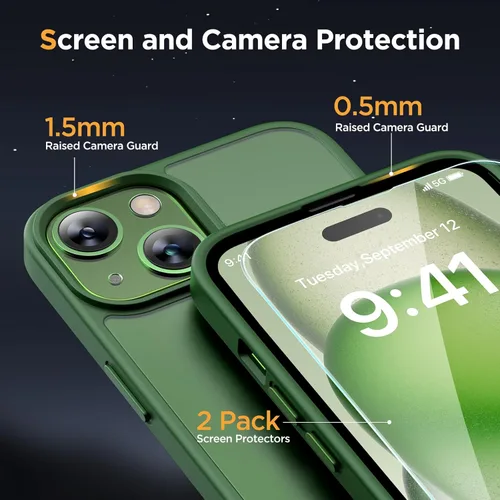Vista 197 de Miracase - Funda magnética para iPhone 13 de 6.1 pulgadas (compatible con MagSafe) (con 2 protectores de pantalla), protección de grado militar