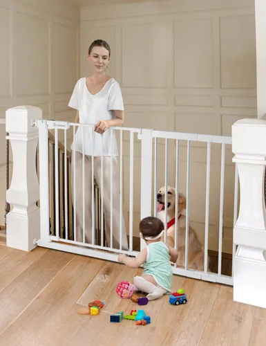 Vista 18 de COMOMY - Puerta de bebé de 76 cm de alto para escaleras y umbrales, se ajusta a aberturas de 75 cm a 103 cm de ancho, puerta para perros de cierre