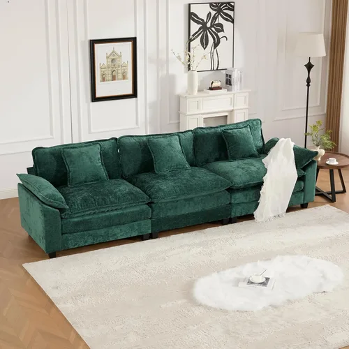 Vista 92 de Sofá modular modular de felpilla beige de 78 pulgadas para sala de estar, sofá modular de felpilla beige para sala de estar, sofás para sala