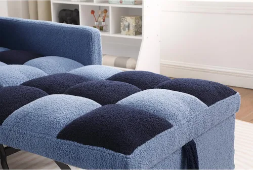 Vista 4 de Silla Cama Convertible 3 en 1, Sillón Sofá Cama Individual Multifuncional de Tela Teddy con Respaldo Ajustable, Silla Cama Reclinable Extraíble