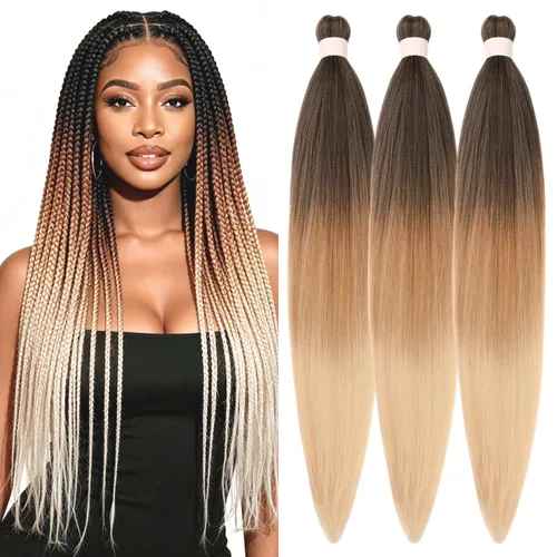 Vista 79 de Cabello trenzado verde azulado preestirado, hipoalergénico, sintético, color azul aguamarina, para trenzas y giros, extensiones de cabello largo