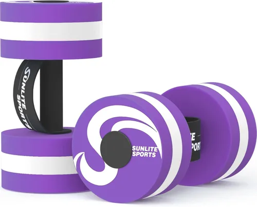 Vista 5 de Sunlite Sports Water Weights Pool Exercise Dumbbells, Water Aerobic Equipment, High-Density EVA-Foam Dumbbell with Handle Strip, Aqua Therapy, Pool