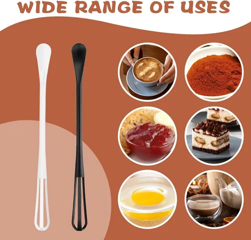 Vista 7 de Andibro Mini batidor multifuncional, 2 piezas, pequeño utensilio de batidor 2 en 1, mini cuchara de azúcar, globo de mezcla, juego de herramientas