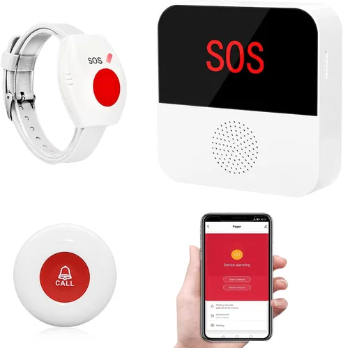 Buscapersonas inalámbricas para cuidadores, botón de alerta para ancianos, botón inteligente de llamada de emergencia, sistema de ayuda personal en