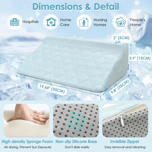 Vista 6 de Almohada de cuña para personas mayores Posicionamiento de cama Cuña médica Cuña de almohada triangular para soporte de espalda Dormir después