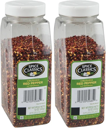 Vista 6 de Spice Classics Pimiento rojo triturado, 12 oz – Un recipiente de 12 onzas de hojuelas de chile rojo secas y trituradas, excelente para pizza, sopa