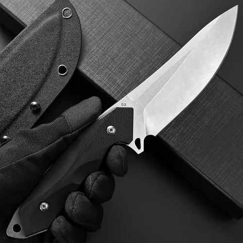 Vista 6 de Eafengrow EF122 Cuchillo de hoja fija D2 con hoja de acero, mango G10, cuchillos de bolsillo, cuchillo fijo, supervivencia, herramientas