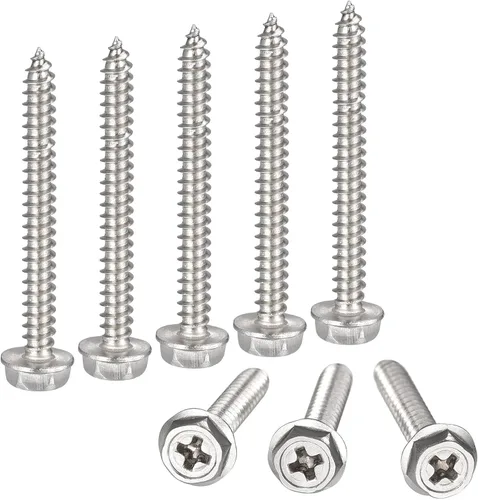 Vista 10 de uxcell Phillips - Tornillos autorroscantes para arandela hexagonal, M4 x 0.787 in, acero inoxidable 304, brida hexagonal, 25 piezas