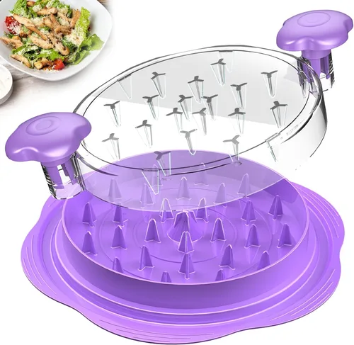 Vista 12 de SURETIVIAN Desmenuzadora de Pollo Desmenuzadora Grande de Pechuga de Pollo Herramienta Giratoria con Cepillo y Tenedor, Máquina Desmenuzadora