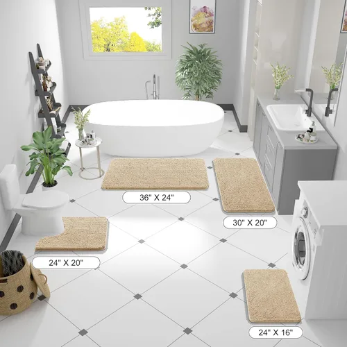Vista 8 de OLANLY Alfombras de Inodoro en Forma de U 20x20, Extra Suaves Absorbentes de Chenille Contorno Alfombras de Baño para Inodoro, Se Secan Rápidamente