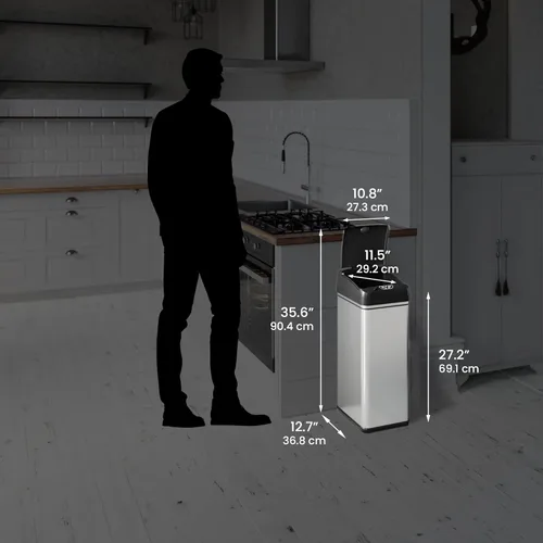 Vista 7 de iTouchless Bote de basura automático con 20 bolsas prémium incluidas, sistema de control de olores y sensor de apertura de tapa grande; basurero