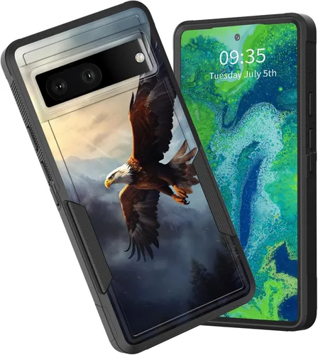 Vista 43 de Funda para Pixel 7a, funda protectora híbrida de doble capa resistente a prueba de golpes de policarbonato duro de silicona suave TPU para Google