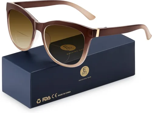 Vista 12 de EASY READ Lentes de sol bifocales de lectura para mujer, a la moda, con protección UV400 (aumento 1.00, negro)
