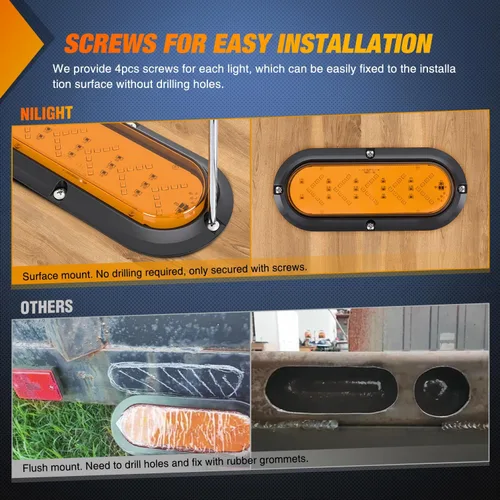 Vista 5 de Nilight Luz trasera ovalada de 6 pulgadas, 2 unidades, 35 LED, flecha, ámbar, luces de giro, montaje en superficie, impermeable, para caravana de 12