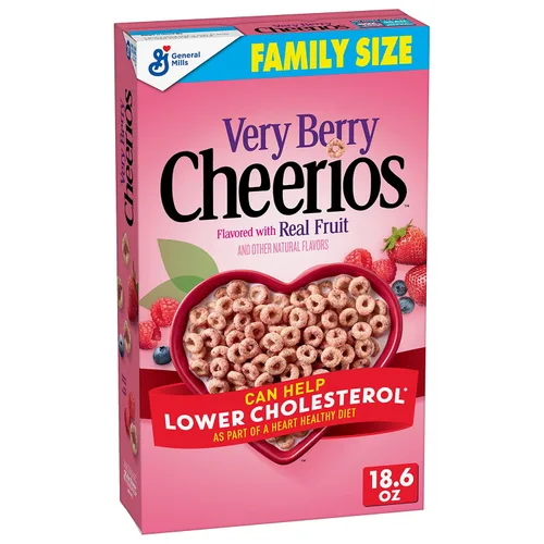 Very Berry Cheerios, Cereal saludable para el corazón, tamaño familiar, 18.6 onzas