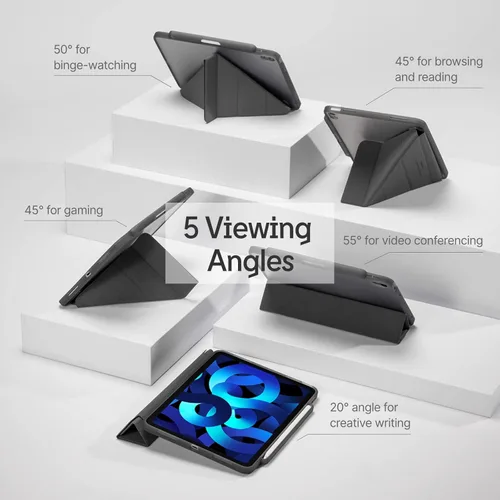 Vista 3 de RHINOSHIELD Funda para iPad compatible con Apple iPad Air 4/5-10.9 pulgadas/iPad Air M2/M3-11 pulgadas, soporte multiángulo de 11 pulgadas, funda