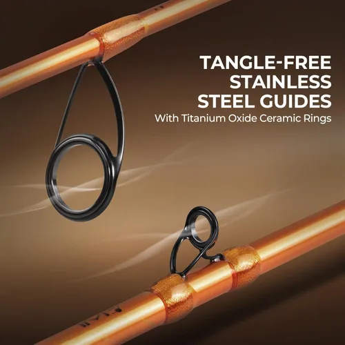 Vista 5 de KastKing Lethal Blaze - Combo de caña de pescar y carrete de doble punta, combo de spinning y baitcaster, diseño de patrón de llama, caña de grafito