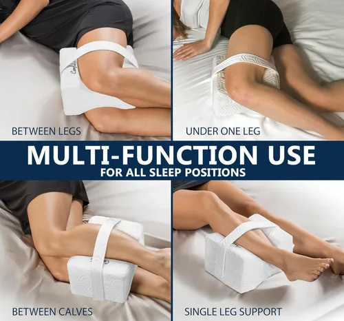 Vista 6 de ComfiLife Almohada de rodilla para personas que duermen de lado, almohada refrescante para dormir de lado, almohada de rodilla con correa para dolor