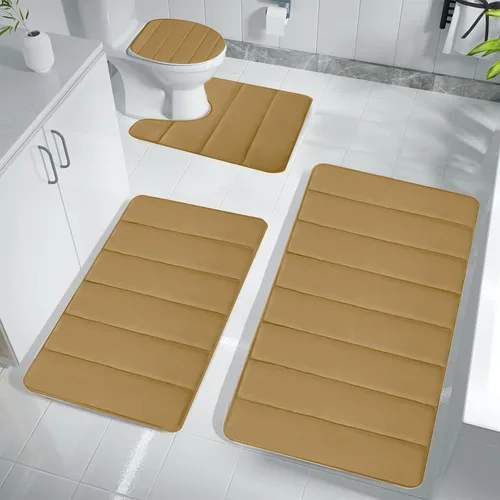 Vista 9 de Bathroom Rugs for 3 Pieces, Memory Foam Bath Mat Set, Universal Toilet Mats, Soft Comfortable, Water Absorption, Non-Slip, Thick, Machine Washable