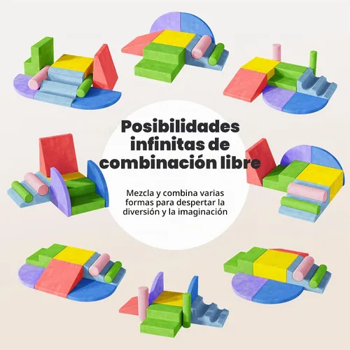 Vista 7 de Teckid Juguetes de escalada para niños pequeños, juego de 8 piezas de bloques de espuma suave para interiores, gateo seguro, escalada
