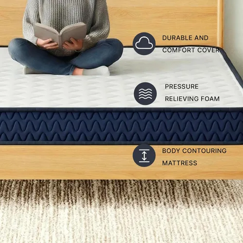 Vista 8 de Signature Design by Ashley Colchón de espuma viscoelástica firme de tamaño individual de 6 pulgadas, espuma súper suave con funda acolchada
