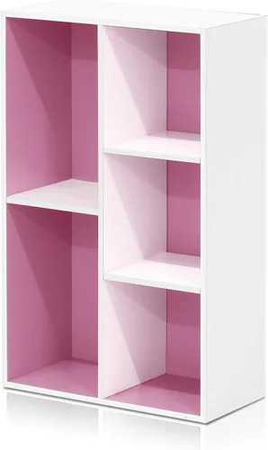 Vista 127 de Furinno - Estantería de cubos de 5 niveles serie Luder para libros y almacenamiento, color roble francés
