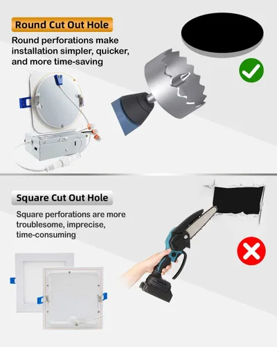 Vista 6 de Adetu Iluminación LED empotrable de 4 pulgadas cuadradas, 5CCT, con caja de conexión, 2700K-5000K seleccionable, 10W, 860LM de brillo, luz