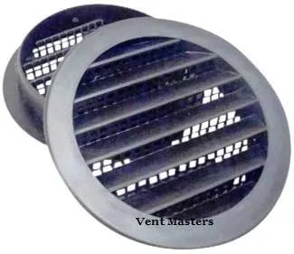 Ventilación redonda de plástico de 2 pulgadas, color negro, paquete de 6