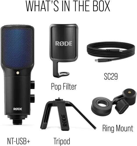 Vista 8 de RØDE NT-USB+ Micrófono condensador USB de grado profesional para grabar audio de calidad de estudio directamente en una computadora o dispositivo