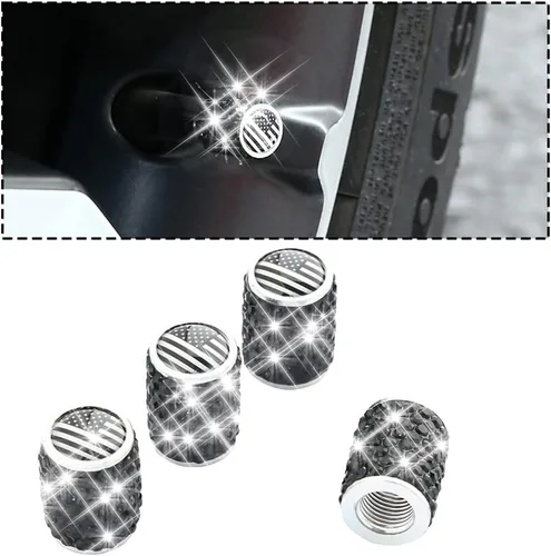 Vista 8 de zipelo Tapas de vástago de válvula brillantes, paquete de 4 fundas de válvula de neumático de automóvil con diamantes de imitación, tapa a prueba