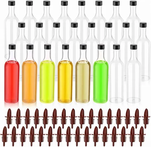 Vista 9 de Yinder - 24 botellas de plástico de cuello largo con vertedor, color negro Vertedores negros