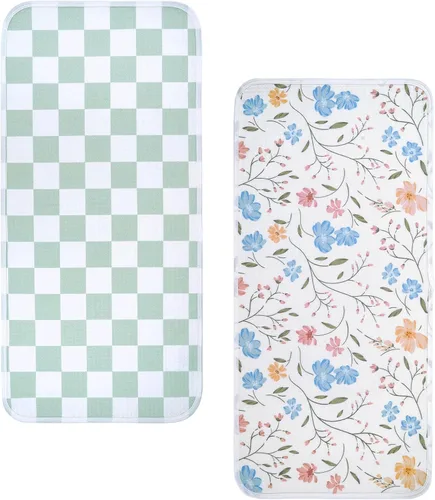 Vista 10 de haakaa Forro impermeable para cambiador, 100% algodón, suave y transpirable (2 piezas, 13 x 27.5 pulgadas, Dino Land+días a cuadros)