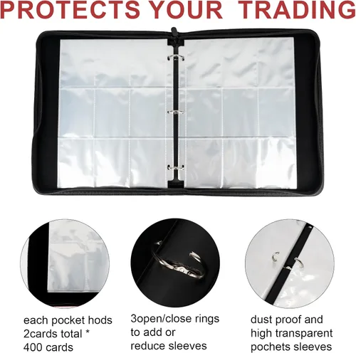 Vista 4 de Álbumes para cartas coleccionables, fundas protectoras para cartas coleccionables, carpeta para tarjetas de 18 bolsillos, estuche para cartas de 900
