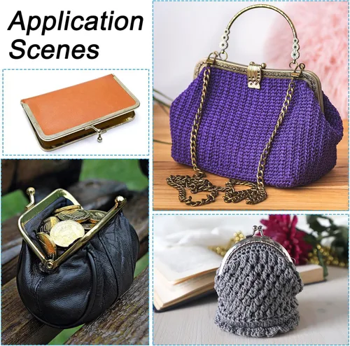 Vista 5 de uxcell Marco de metal para bolso, 5 tamaños, marco de bloqueo rectangular de 5 tamaños, cierre de cierre, bolsa de repuesto, accesorios