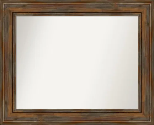 Vista 77 de Amanti Art Espejo de baño marrón para sobre fregadero, 26 x 26 pulgadas, espejo de tocador cuadrado marrón rústico Alexandria, marco de madera