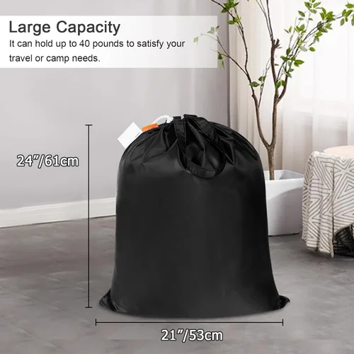 Vista 3 de Polecasa - Bolsa de lavandería pequeña y resistente de 21 x 24 pulgadas, con tela de 3.8 oz/yd², asas y cordón ajustable, fácil de llevar, ideal Rosa
