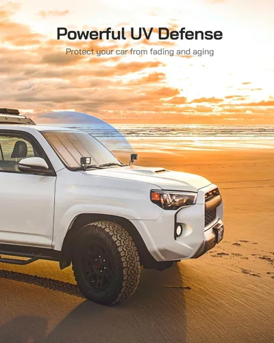 Vista 3 de Pigenius Parasol para parabrisas para Ford Bronco 2021-2025, parasol de ventana frontal de ajuste personalizado, cuero