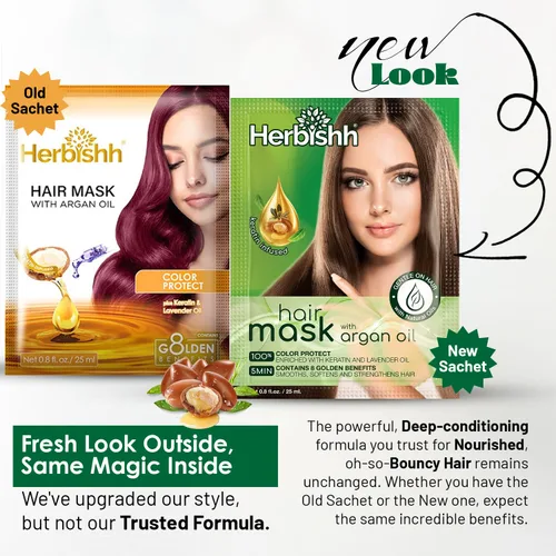 Vista 2 de Herbishh Mascarilla de argán para el cabello, acondicionador e hidratación profundos para un cabello de aspecto más saludable, 0.88 onzas