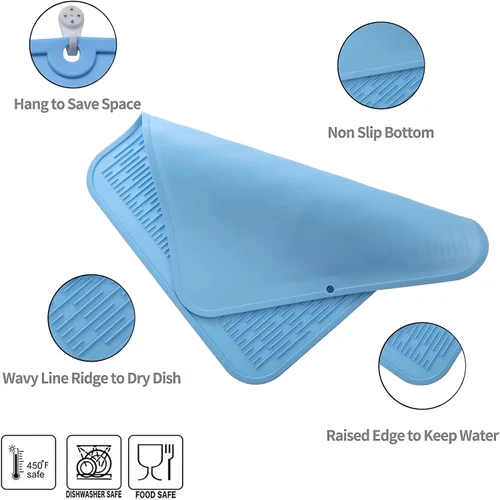 Vista 191 de MicoYang Alfombrilla de Silicona para Secar Platos de Múltiples Usos, Fácil de Limpiar, Ecológica, Alfombrilla de Silicona Resistente al Calor
