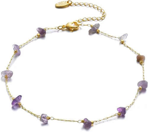 Gold Beaded Bracelets for Women, Handmade Healing Crystal Chip Beads Bracelet Natural Gemstones Bracelet Gold Chains Bracelet Adjustable