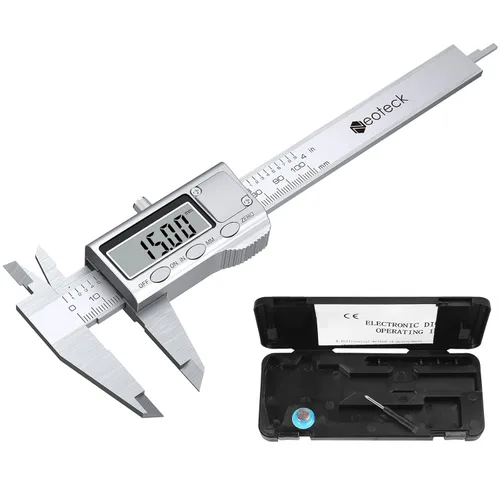 Neoteck calibrador digital de 4 pulgadas/100 mm, calibradores electrónicos de acero inoxidable, herramienta de medición con conversión de