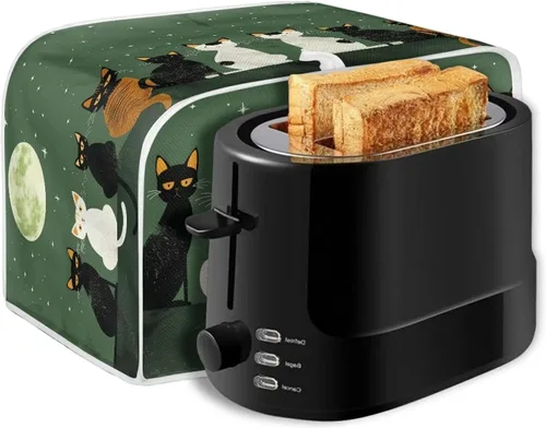 Vista 146 de Cat Print 2 Slice Bread Maker Cover Music Note Print Microwave Oven Cover Bakeware Protector Anti Fingerprint Protective Covers for Kitchen