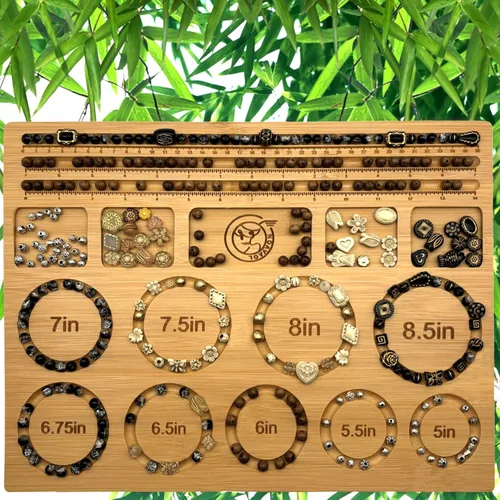 Vista 8 de NOAVAOL Tableros de cuentas para hacer joyas, tablero de cuentas de bambú combinado para hacer pulseras de joyería, bandejas de cuentas y tapetes