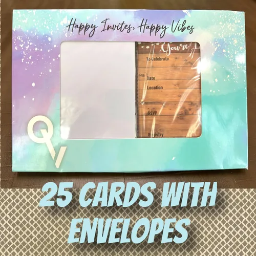 Vista 5 de 25 invitaciones rústicas y 25 sobres para bodas, despedidas de soltera, cumpleaños, compromisos, despedidas de soltera. Este estilo rústico